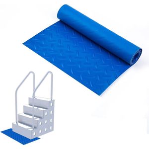 Zwembadladder Mat Pad - Beschermende Antislip Zwembadvoorziening - Blauw 90x23cm .