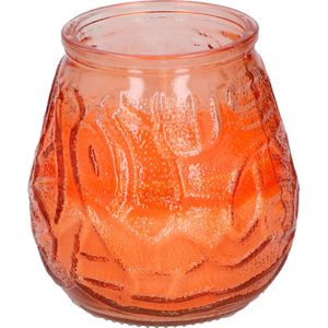 1x Citronella lowboy tuin kaarsen in oranje glas 10 cm - Anti muggen/insecten artikelen