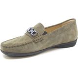 SIOUX - Instappers - Kaki - Leer - Effen - Platte Hak