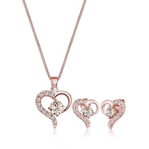 Elli Dames Sieraden Set Dames Hart Hanger Set Oorsteker met Kristallen in 925 Sterling Zilver