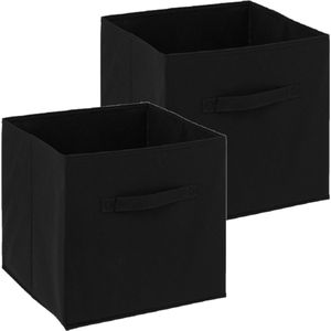5Five Opbergmand - 2x - 29 liter - zwart - 31 x 31 x 31 cm