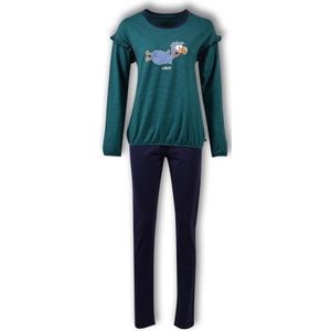 Meisjes-Dames pyjama donkerblauw-groen - maat 152