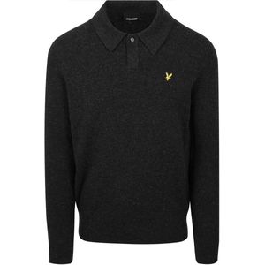 Lyle & Scott Longsleeve Poloshirt Lamswol Zwart - Maat S - Heren - Pullovers