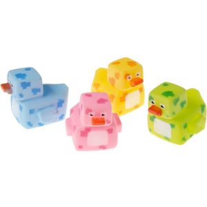 Badeendjes Gamer 4 STUKS - Vierdelige Set – Badspeelgoed - Badspeeltjes voor kinderen - Blocky Gaming - Vier kleuren – 5CM