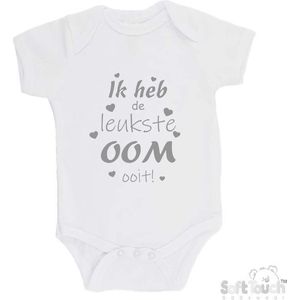 100% katoenen Romper ""Ik heb de leukste OOM ooit!"" Unisex Katoen Wit/grijs Maat 62/68