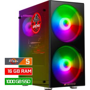 ScreenON - Game Computer / Gaming PC - Ryzen 5 8600G - 1000GB M.2 SSD - 16GB RAM - AMD Radeon 760M - Windows 11