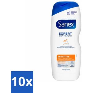 10 x Sanex - Douchegel - Dermo Sensitive - Voor Gevoelige Huid - 600 ml - Gevoelige Huid - Douchegel - Douchegel Gevoelige Huid - Douchegel Dermatologisch Getest - Douchegel Voor Gevoelige Huid