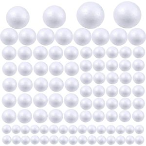 Voorstel voor nieuwe titel: Schuim Ballen Mix - Wit - Art Deco & Feestdecoratie - 6 Maten - 97 Stuks