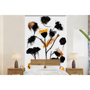 Bloemen - Zwart - Planten - Pastel - Geel - Behangpapier