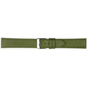 horlogeband- 12mm-echt leer -zacht- groen-olijfgroen-plat-stalen gesp-12 mm