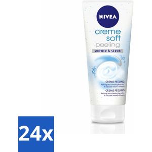 24 x NIVEA - Douche & Scrub - Crème Zachte Peeling - Waardevolle Vitaminen - 200 ml - Douchegel - Scrub - NIVEA - Zachte Exfoliatie - Zijdezachte Huid