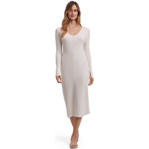 FALKE Summer Celebrations Ribbed elegant fijn viscose jurk dames wit - maat M