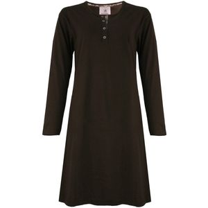 Irresistible Dames Nachthemd - Polo Sluiting - Donker Bruin - Maat XL
