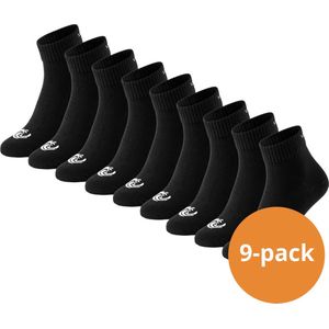 Vinnie-G Quarter Sokken Zwart - 9 paar Zwarte Enkel sokken - Unisex - Maat 39/42