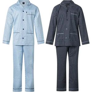 Gentlemen katoenen heren pyjama met knoopsluiting - Blauw - 48