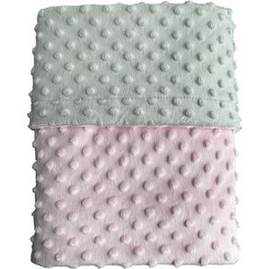 IL BAMBINI Wiegdeken Minky Luna - Baby dekentje - Knuffeldeken - 75 cm x 100 cm - Roze & Grijs
