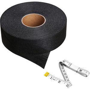 64m x 4cm Strijkband - Hoogwaardige Strijk Hem Tape - Wasbare Naadband met Rolmaat voor Gordijnen, Broeken, Kleding (Zwart)