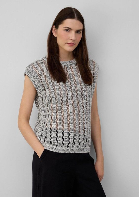 Gebreide Trui - Mouwloos - Katoenmix - Normale Pasvorm