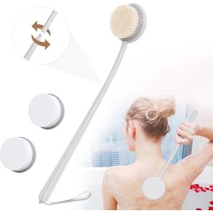 Lange Steel Rugborstel voor Bad en Lichaam met Verwisselbare Pads