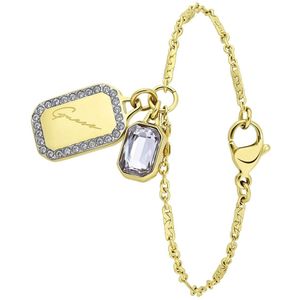 Guess Dames Guess goldplated stalen armband CRYSTAL TAG - Armband - Staal - Goudkleurig - 18.5 cm