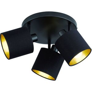 LED Plafondspot - Plafondverlichting - Torna Torry - E14 Fitting - 3-lichts - Rond - Mat Zwart - Aluminium