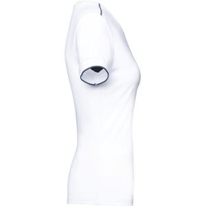 T-shirt Dames L WK. Designed To Work Ronde hals Korte mouw White / Navy 65% Polyester, 35% Katoen