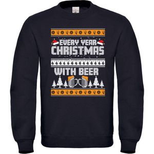 Every year Christmas with beer Trui - kerst - bier - kerstmis - feestdag - winter - feest - grappig - kersttrui - sweater - unisex