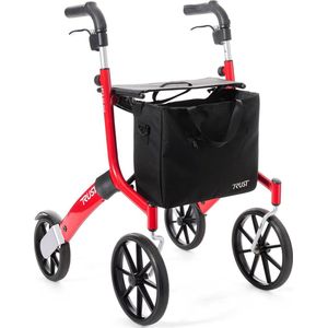 TrustCare Let's Go Out Rollator Rood (6,1 kg) Lichtgewicht Zonder Remkabels