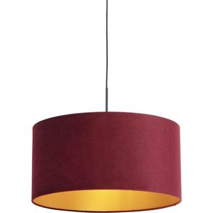 QAZQA combi - Landelijke Hanglamp met kap - 1 lichts - Ø 500 mm - Rood - Woonkamer | Slaapkamer | Keuken