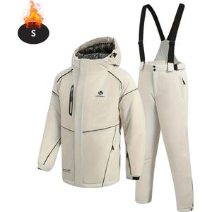 Nivard Skipak - SkiBroek - Skijas - Ski Suit - Wintersport - Heren - 2-Delig - Beige - Maat S