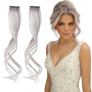 JHubers Goods - Lang Haarstukje met Golvende Krullende Clippony voorzijde - Natuurlijk ogende Dunne Zijkant Bangs - Haaraccessoire met Nep Bangs voor Dames - Veelzijdige Ponyclip met Zijdelingse Pony - Stijlvolle Haarverlenging met Clipons