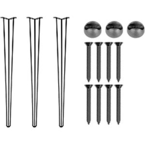 Vevor Tafelpoten metaal zwart - 61 cm - 3-Staaf Hairpin poten