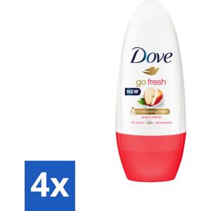 4 x Dove - Deodorant - Roller Go Fresh Apple & White Tea - Verfrissend en verzorgend - 50 ml - Dove Deodorant - Roll-on Deodorant - Antitranspirant - Appelgeur - Witte Thee Geur