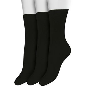 Bonnie Doon Basic Sokken Dames Zwart maat 36/42 - 3 paar - Basis Katoenen Sok - Gladde Naden - Brede Boord - Uitstekend Draagcomfort - Perfecte Pasvorm - 3-pack - Multipack - Effen - Black - OL834223.101
