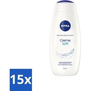 15 x NIVEA - Douchecrème - Zacht - Huidbeschermend - Amandelolie - 500 ml - Douchecrème - Huid Verzorging - Amandelolie - Zijdezachte Huid - Milde Reiniging