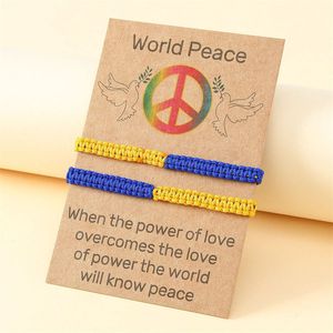 Vriendschapsarmbandjes voor 2 Oekraïne ""World peace"" - Dikke Bandjes - BFF Armband op Cadeau kaartje - Pax Amare