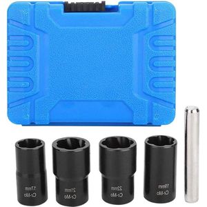 5-delig Twist Socket Set - Vergrendeling Wielmoer Boutbout Extractor Verwijderaars - 17mm 19mm 21mm 22mm Socket Dopsleutel & Dopsleutelsets .