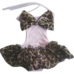Maat 80 Monokini Zwempak roze tijgerprint strik dierenprint Baby en kind zwemkleding lichtroze