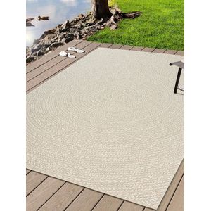 the carpet Kansas – Robuust in- en outdoor vloerkleed met een natuurlijke jute-look, weerbestendig, geschikt voor terras en tuin, Cream, 140 x 200 cm