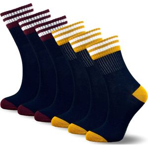 6 Paar kindersokken - Strepen - Marineblauw - Maat 35-38