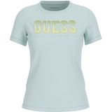 T-shirt met ronde hals vrouwen met glimmend logo in kleurverloop Guess