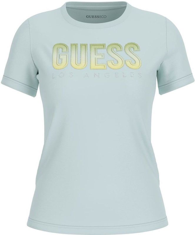 T-shirt met ronde hals vrouwen met glimmend logo in kleurverloop Guess