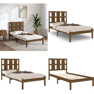 vidaXL Bedframe massief grenenhout honingbruin 100x200 cm - Bedframe - Bedframes - Bed - Bedbodem
