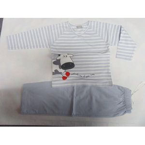 Wiplala -Pyjama - Jongens - Katoen - Bleek blauw - Koe- 8 jaar 128