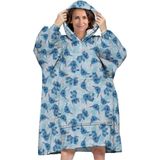 Disney Lilo & Stitch Hoodie Fleece Deken, Blue Flower - Volwassen (One Size) - Polyester