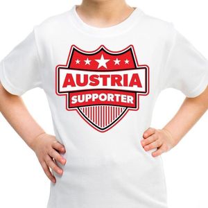 Austria supporter schild t-shirt wit voor kinderen - Oostenrijk landen shirt / kleding - EK / WK / Olympische spelen outfit 110/116