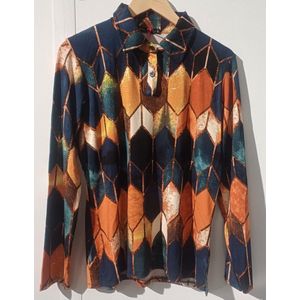 Pink Lady poloshirt dames - N205 - poloshirt lange mouwen - camel print - maat M