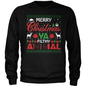 Hybris Merry Christmas Ya Filthy Animal Sweatshirt SH-3-16088-H71-1 Black-M