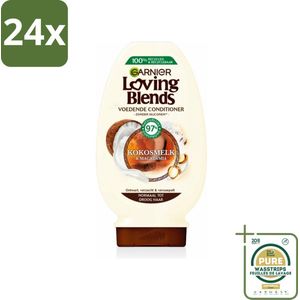 Garnier Loving Blends Kokosmelk en Macadamia Conditioner 250 ml - Voordeelverpakking - 24 stuks - Macadamia conditioner - Droog haar conditioner
