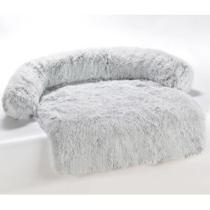 Polaza® Pluizige Hondendeken - Voor Auto & Bank & Bed - Vetbed - Hondenbed - Hondenmand - Kattendeken - Huisdieren Deken - 105x95x15cm - Grijs